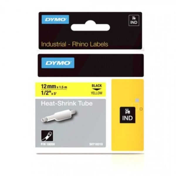 Picture of 12MM DYMO RHINO 18056 YELLOW HEAT SHRINK TUBING